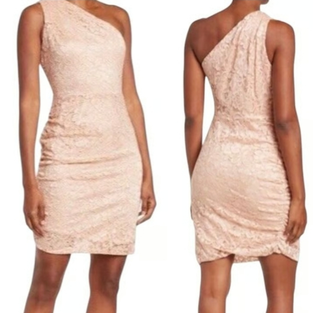 NWT Sam Edelman Light Pink One-Shoulder Lace Dress Size 10